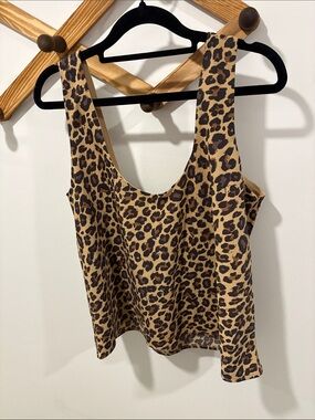 Abercrombie & Fitch leopard print satin scoop neck cami top.